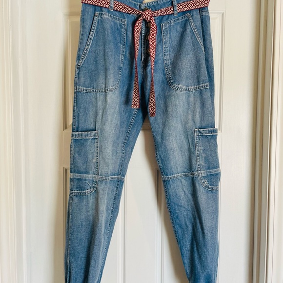 🦋Sundance Jolienne Lightweight Denim Jogger Cargo Pants Button Fly Size 2 - Picture 3 of 9